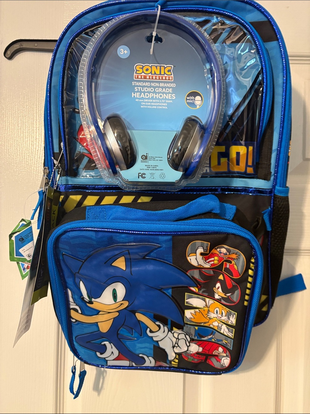 Sonic the Hedgehog Kids Blue Backpack with Headphones